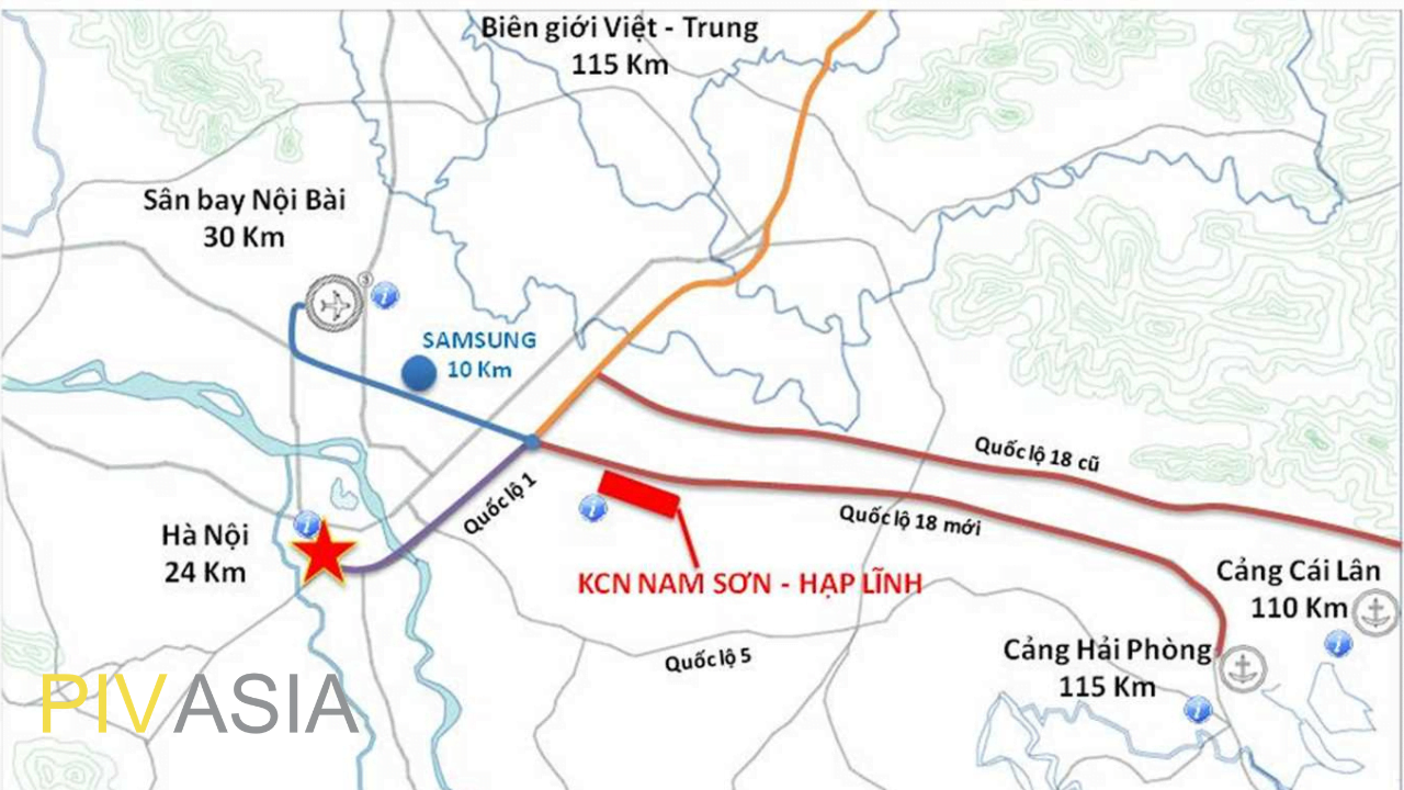Vị trí KHU CÔNG NGHIỆP NAM SƠN - HẠP LĨNH