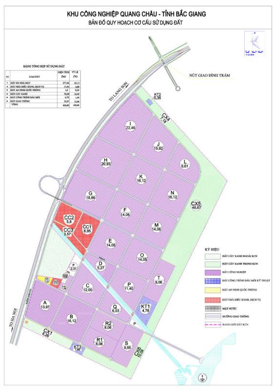 Quy hoạch Khu Công nghiệp Quang Châu - Bắc Giang