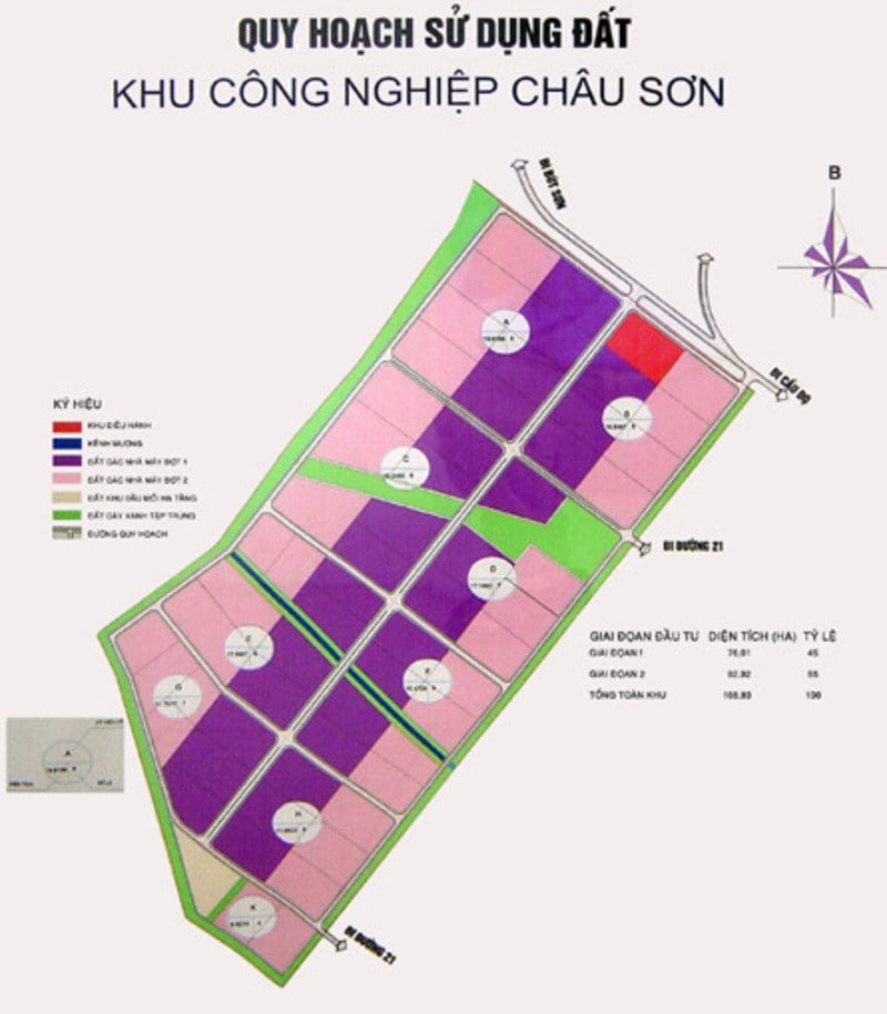 Bản đồ quy hoạch dự án khu công nghiệp Châu Sơn