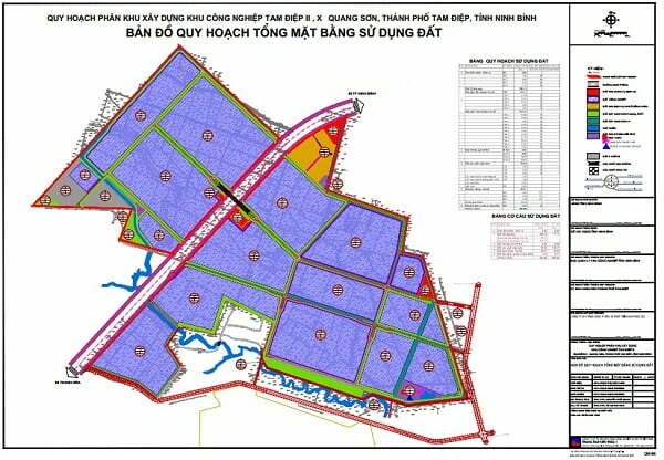 BẢN ĐỒ QUY HOẠCH TỔNG MẶT BẰNG SỬ DỤNG ĐẤT KHU CÔNG NGHIỆP TAM ĐIỆP II